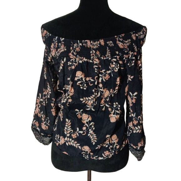 Greylin S Black Floral Off Shoulder Blouse - Picture 2 of 6